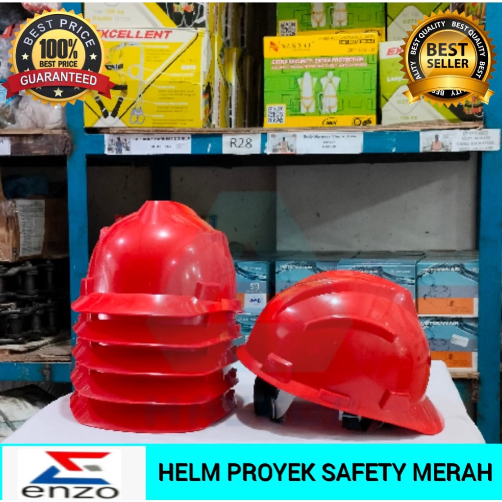 Jual Helm Safety Proyek Warna Merah Merk Enzo Original Shopee Indonesia