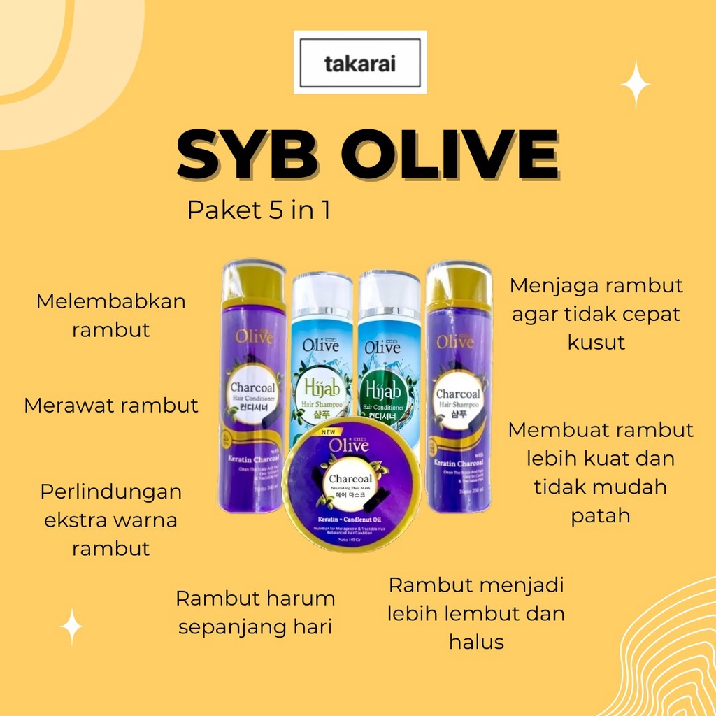 [NEW] SYB Olive New Paket Lengkap 5in1 Rahasia Perawatan Rambut Sehat Alami &amp; Anti Kusut - BPOM