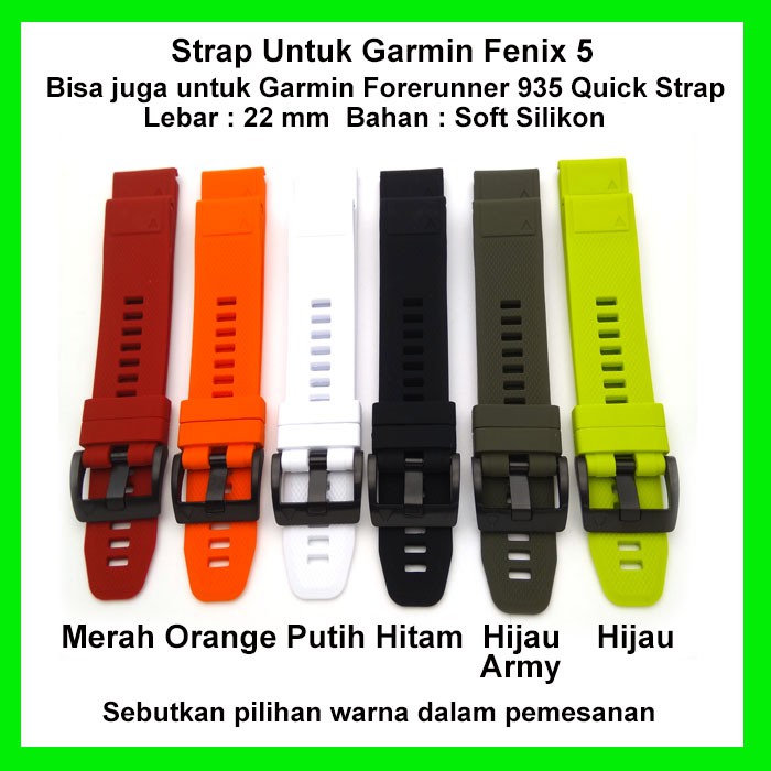 Strap Garmin Tali Jam soft silicone untuk 935 fenix 5s 5 5X S60 ukuran 20 22 26 mm