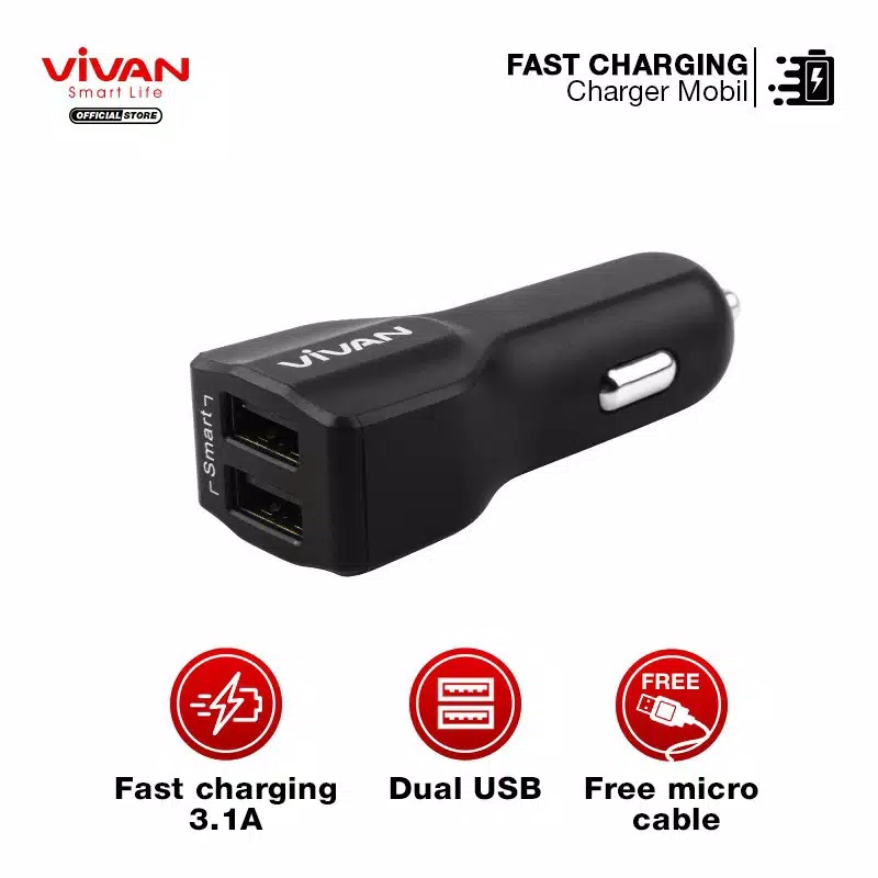 Car Charger Vivan Dual usb CC02s