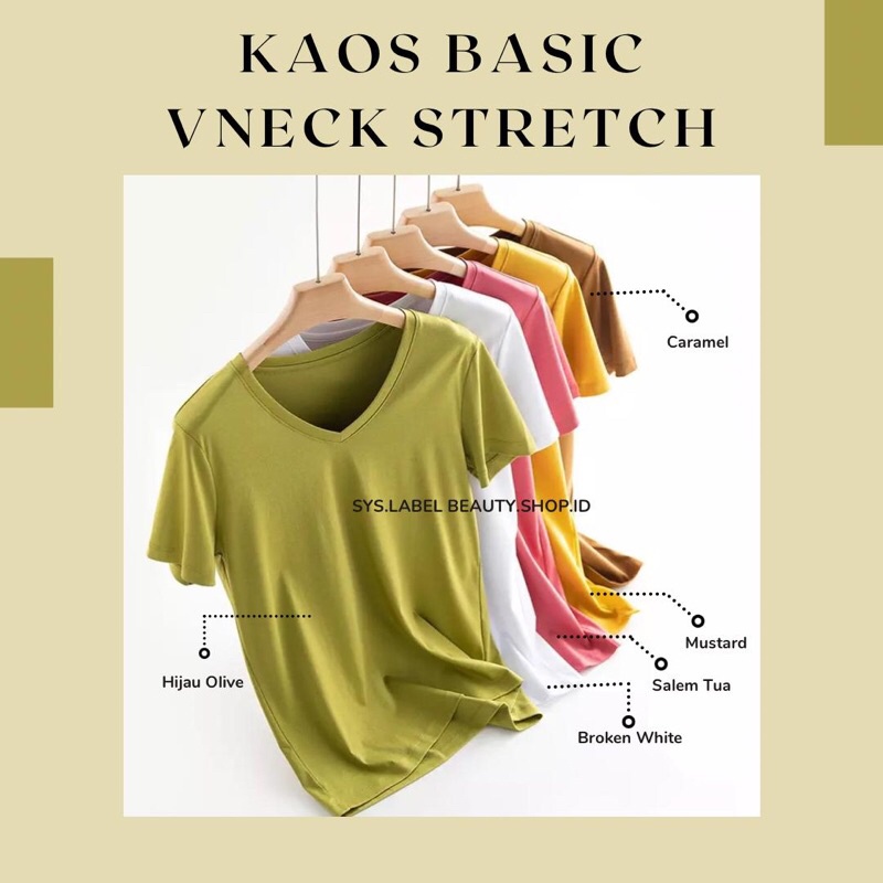 Zehan Kaos Basic Korean Style - Atasan Lengan Pendek V-Neck - Kaos Polos Lengan Pendek F5