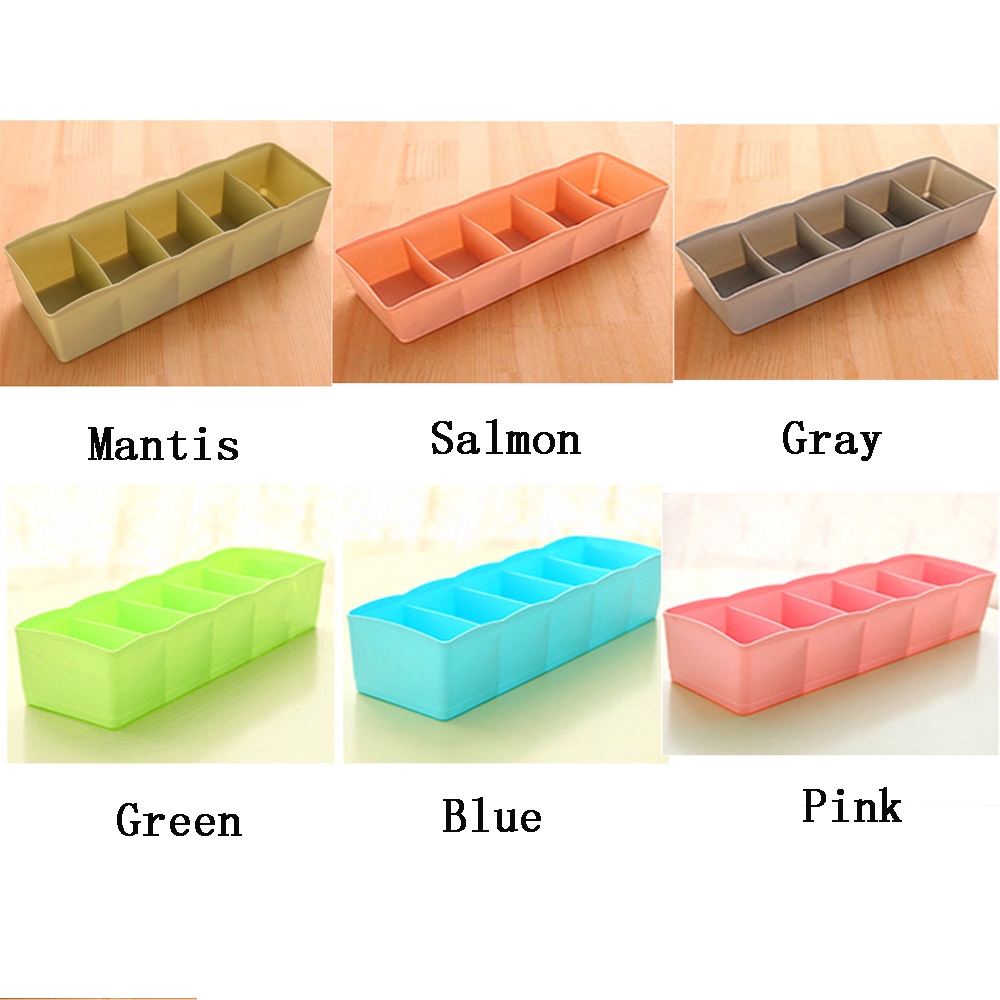 1pc Socks Underwear 5 Cell Plastic Ties Storage Box Drawer Closet