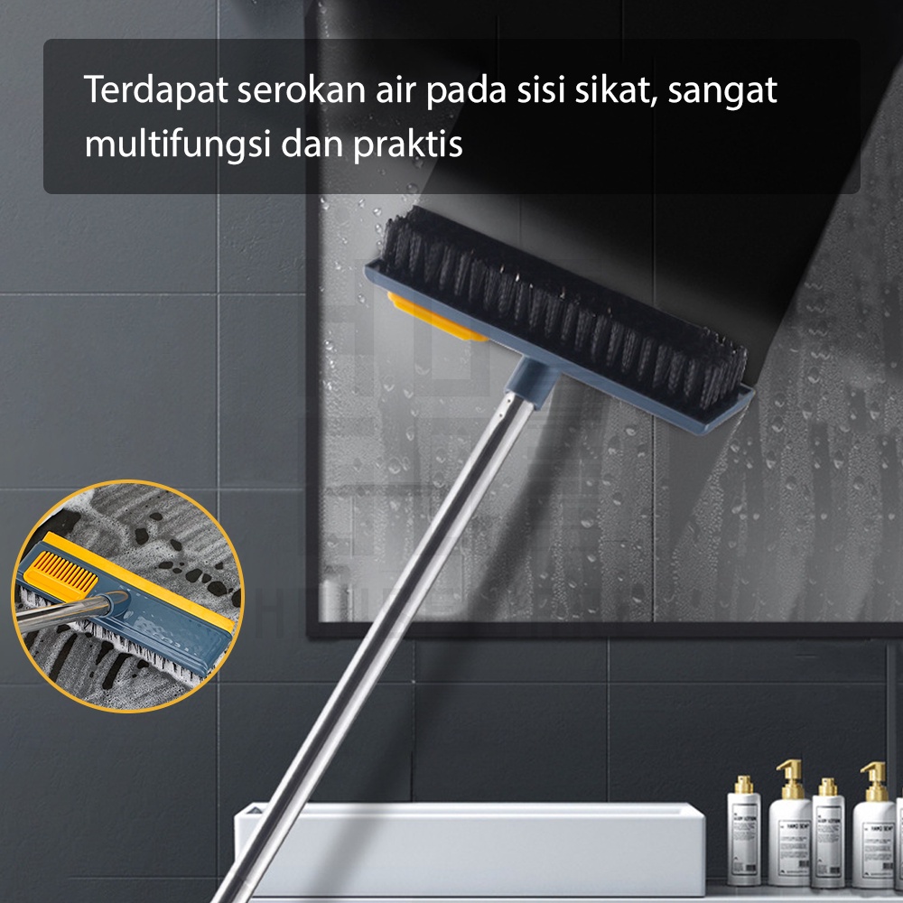 HUGO Sikat Lantai Kamar Mandi Toilet WC 2 in 1 Praktis Multifungsi Serokan Air Gagang Panjang