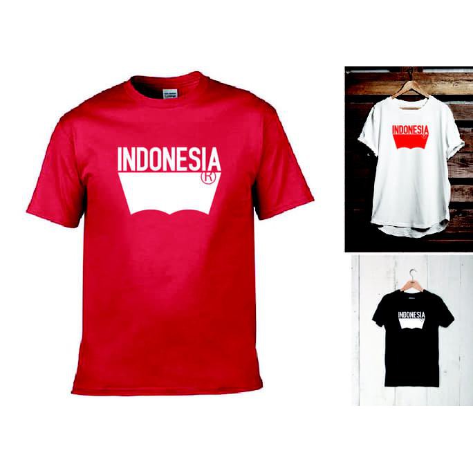 Reseller Open Kaos T-Shirt Levis Indonesia (Merah Hitam Putih)