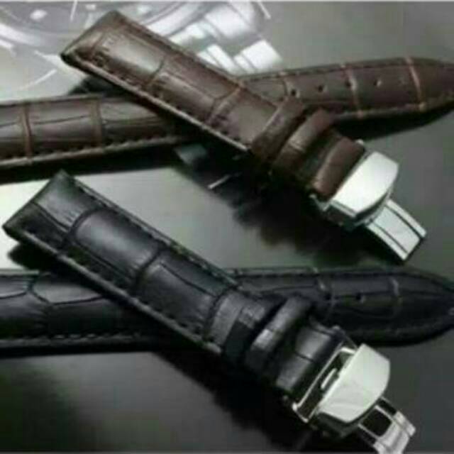 Strap leather jam tangan butterfly clasp kulit