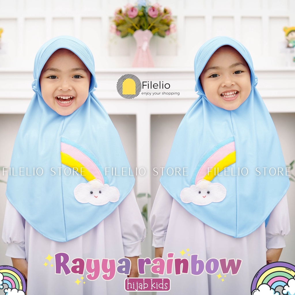 Kerudung Instan Anak TK Rayya Rainbow / Hijab Anak TK Kekinian / Hijab Anak TK Tali Karet / Jilbab Anak Karakter / Jilbab Anak Perempuan / Jilbab Anak Jersey / Kerudung Anak TK / Bergo Anak Jersey / Bergo Anak TK