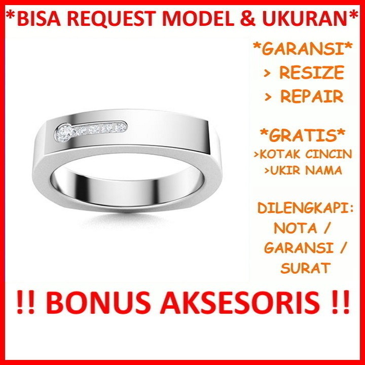 Gratis Tulis Ukir Nama Bisa Pesan Model Garansi Silver Asli Cincin Kawin Perak Pria Tunangan Id403