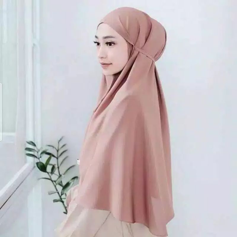 Hijab/Khimar Bergo Maryam 75x90 PREMIUM JAHIT TEPI Keliling Ukuran Besar Dewasa