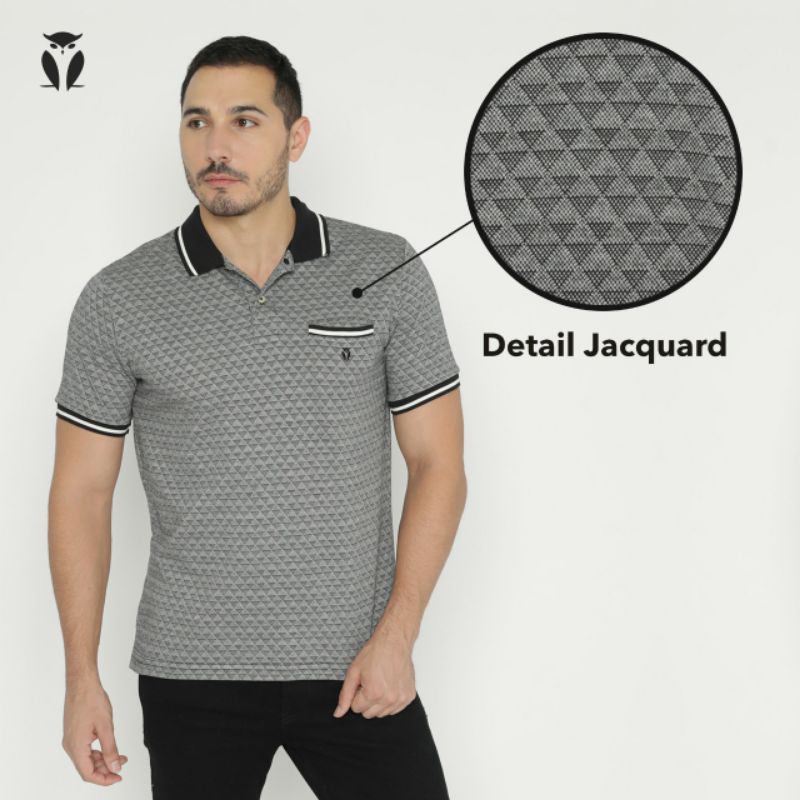 

MATSUDA Polo Shirt/Kaos Kerah Pria Triangle Jacquard Kragn Long Line Warna Green; Navy; Grey