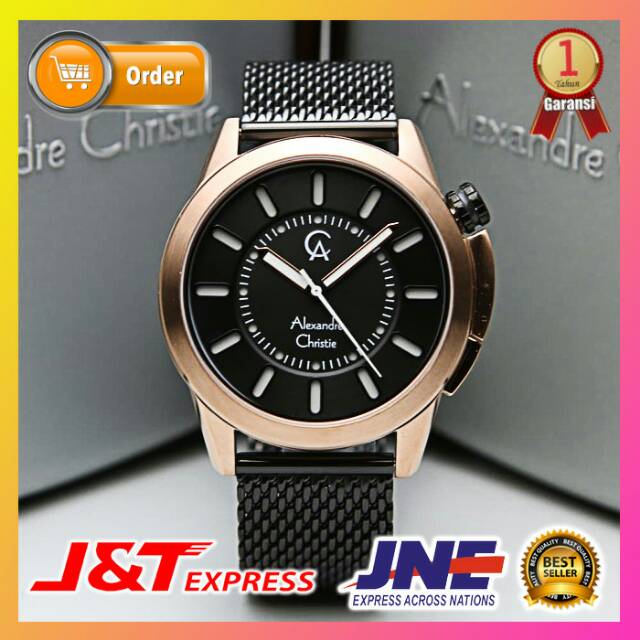 JAM TANGAN ALEXANDRE CHRISTIE PRIA COWOK AC 8632 ROSEGOLD BLACK ALEXANDER CHRISTIE ANALOG ORIGINAL