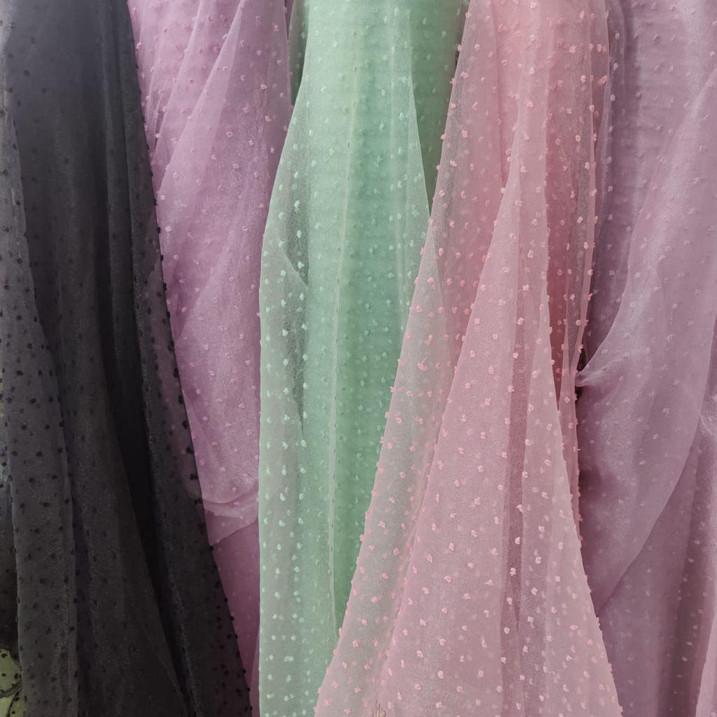 Kain organza dot / organdi dot / organsa dot / organza bintik / organza dotty / organza dotti