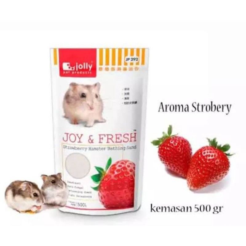 Pasir Mandi Hamster Jolly Strawberry &amp; Mint Hamster Bathing Sand 500gr