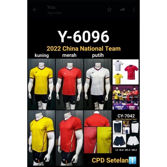 Sale Promo Baju Badminton/Bulutangkis Yinex Y-6096 Import Premium 2022 China National Team