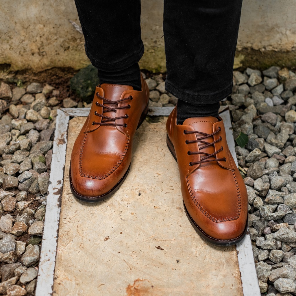 Seffield Brown | Sepatu Kulit Asli Coklat  Pria Casual Kerja Cowok Kantor Pantofel | Lvnatica x FORIND