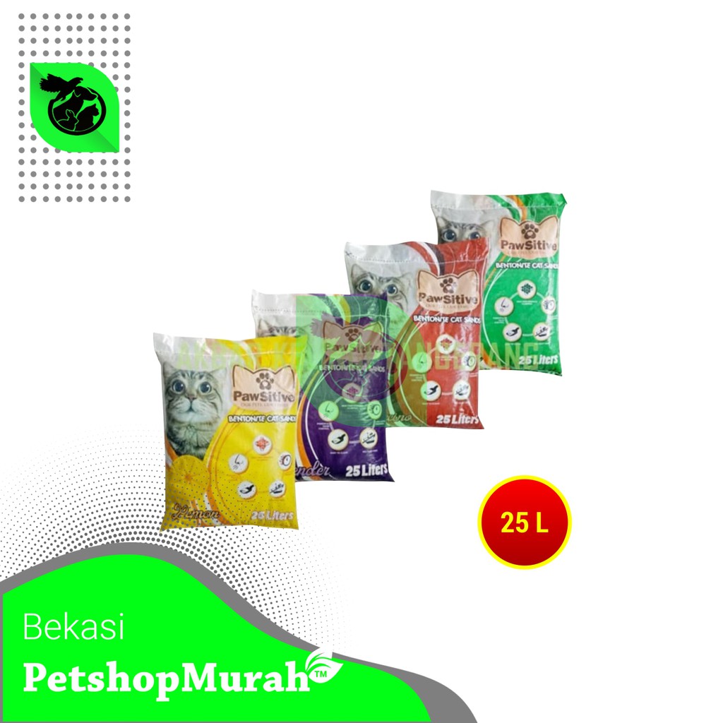 Pasir Kucing Pawsitive Gumpal Wangi Catsand 25 Liter CatLiter Bentonite 25liter