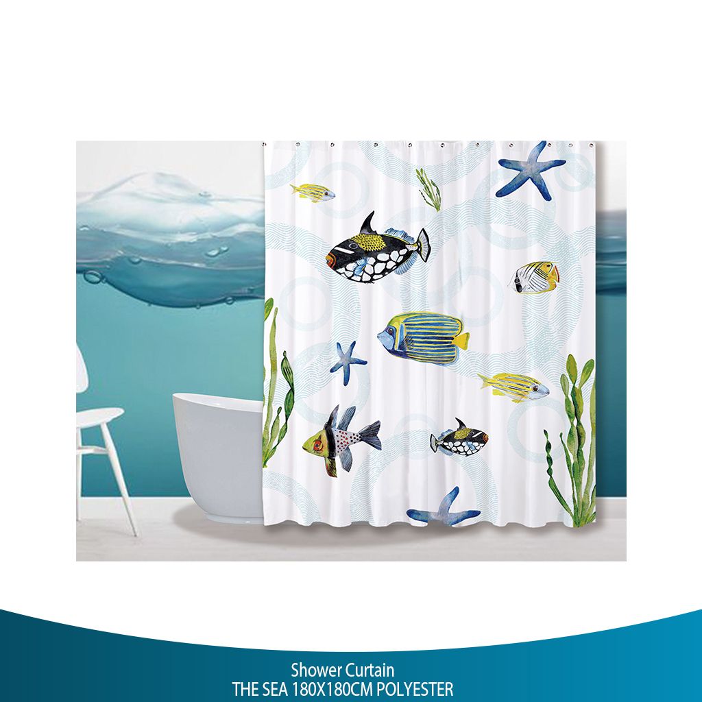 Tidy 18115 Polyester Shower Curtain Motif Sea 180x180cm Shopee Indonesia