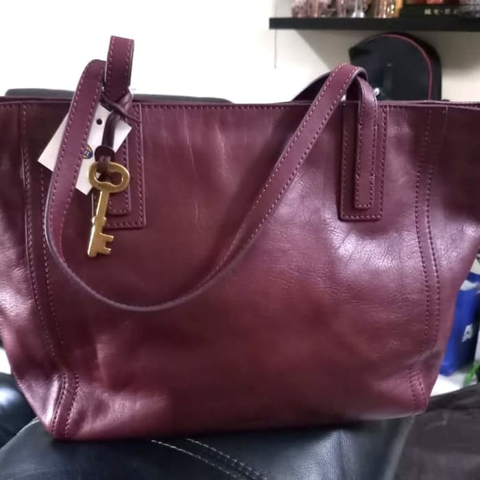 Tas Fossil Emma Shopper Tote Cabernet Red Wine Maroon Original