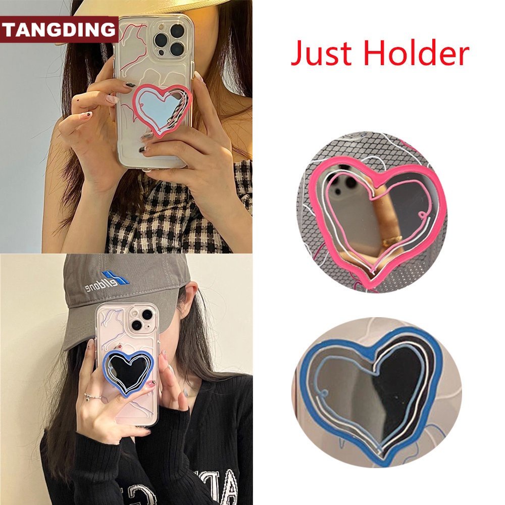 【COD Tangding】Ins Casing Belakang Ponsel Universal Desain Hati Efek Cermin