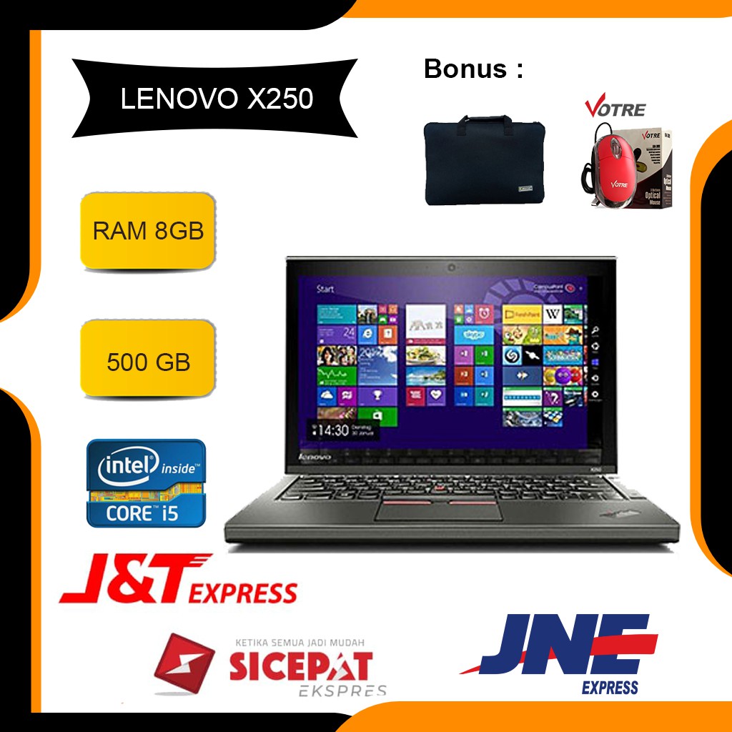 Laptop Lenovo X250 Core i5  / HDD / SSD / 12" /  WINDOWS 10 | LAPTOP BEKAS | LAPTOP BISNIS