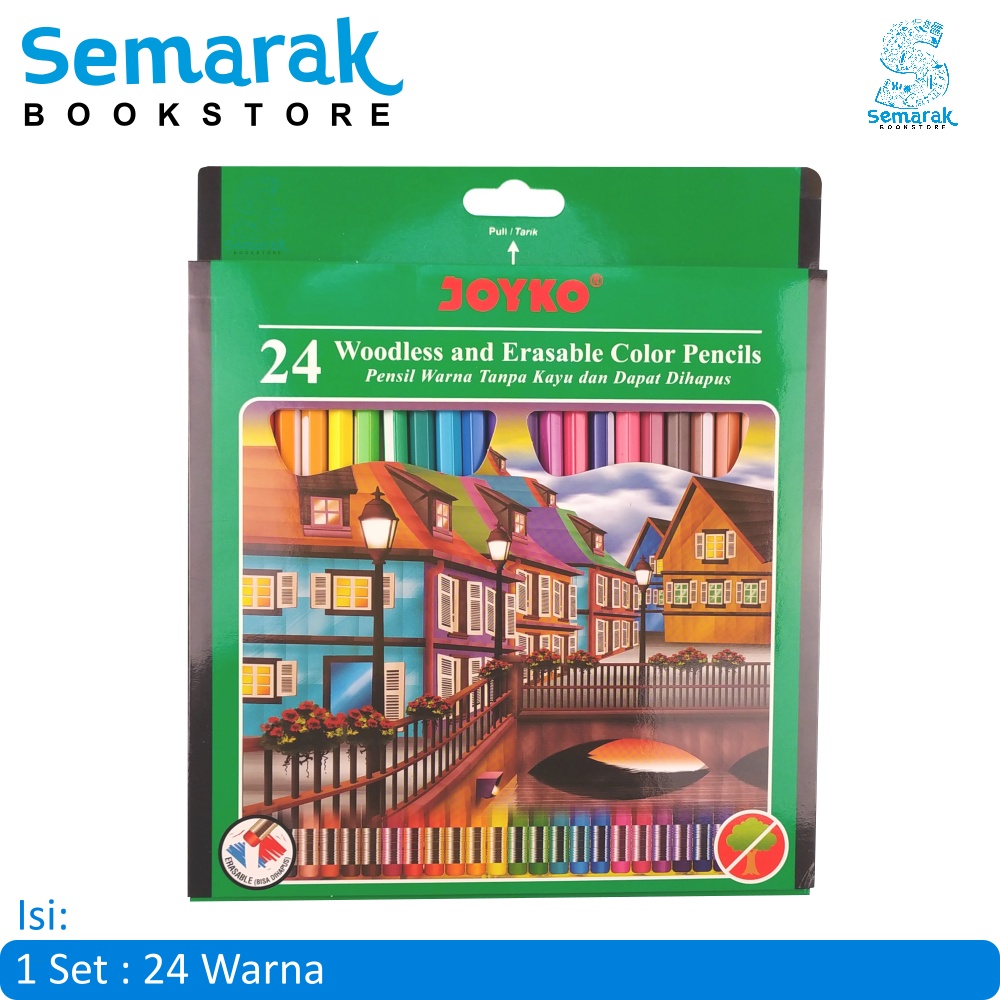 

Joyko CP-115 Pensil Warna Tanpa Kayu dan Dapat Dihapus - 24 Warna [1 Set]