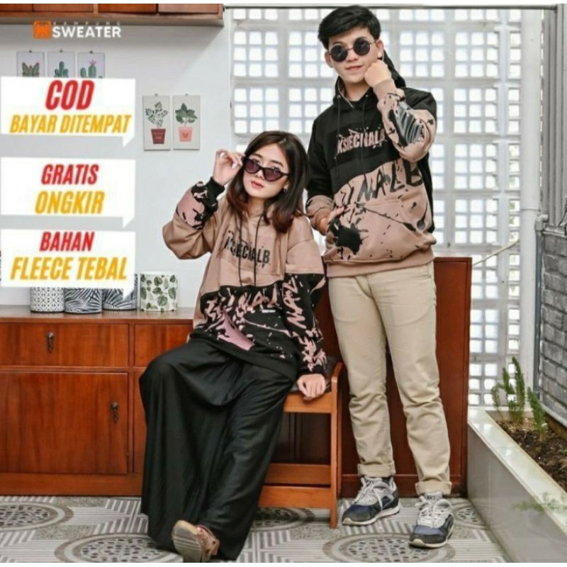Sweater couple pakaian pasangan jaket terbaru Hoodie wanita pria hodi terbaru  jeket hitam