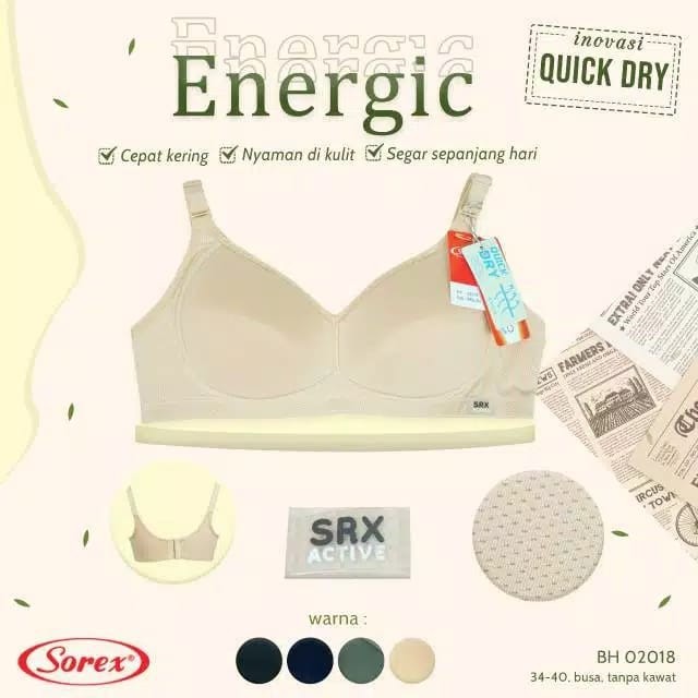 BRA BH Quick Dry Busa Tipis Tanpa Kawat 34-40 Sorex 02018 Cpt Kering