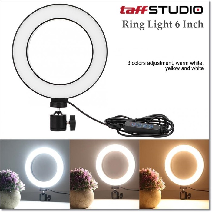 TaffSTUDIO Lampu Halo Ring Light LED Kamera 8W 6 Inch RL 19