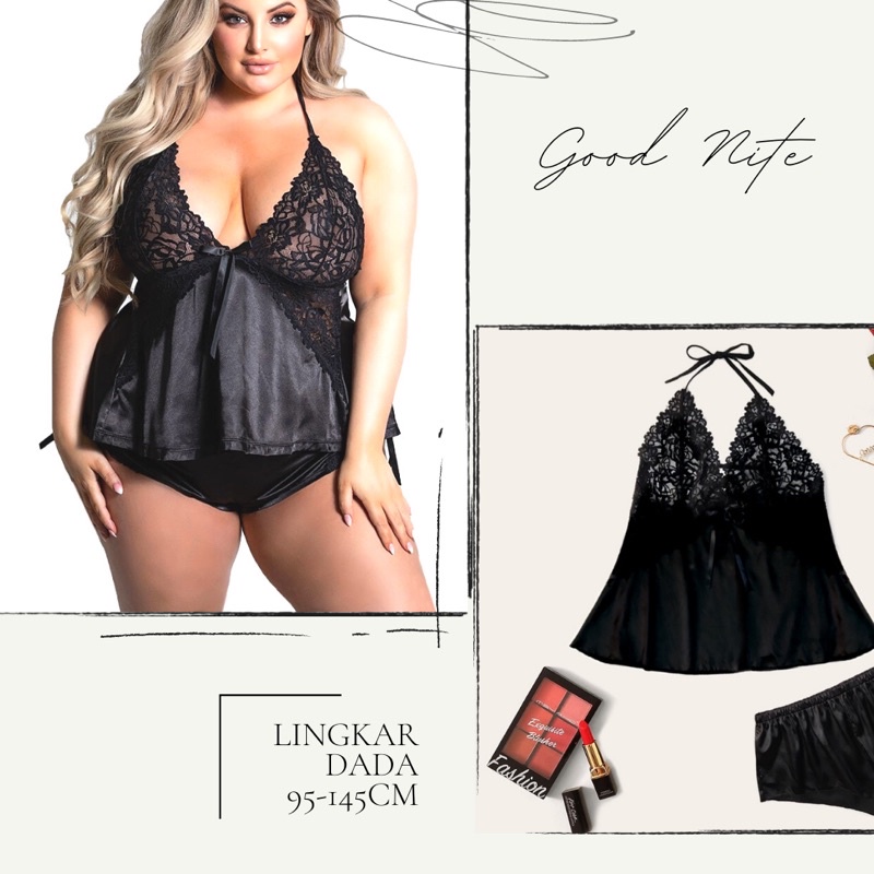 lingerie GN677 max LP 145cm / set lingerie sexy / lingerie jumbo / pakaian tidur sexy big size(C0D4)