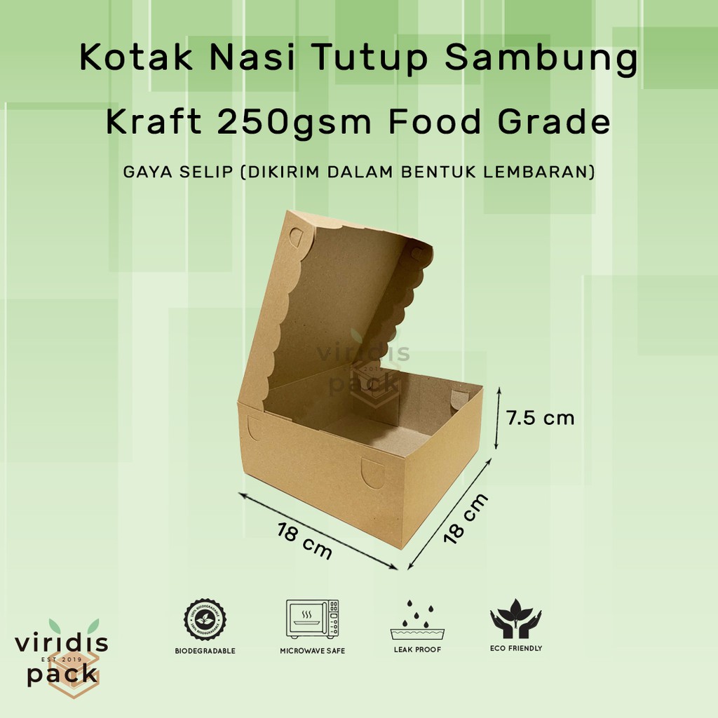 

Dus/Kotak Nasi Selip Keriting 18x18cm Kertas Kraft/Duplex