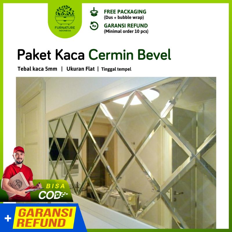 Kaca cermin bevel kaca hiasan dinding cermin dinding