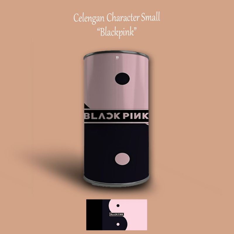 (FULL KALENG) CELENGAN KARAKTER GAMBAR ATM MURAH BUKA TUTUP ANAK KALENG VIRAL KUNCI UNIK SMALL KECIL-BLACK PINK LOGO