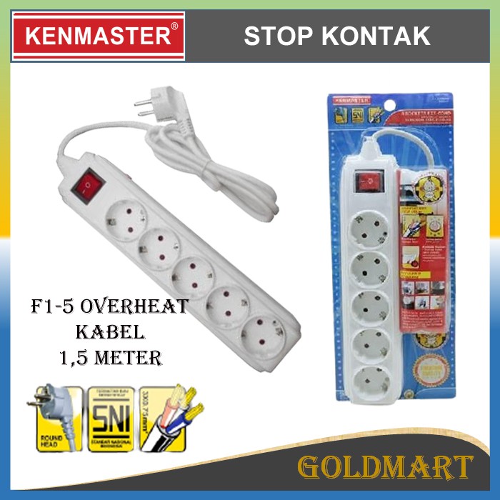 Stop Kontak 5 Lubang 1.5m - Kenmaster Terminal Colokan Listrik 5 Socket f1-5