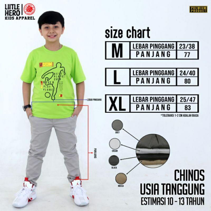 Celana Panjang Anak laki laki harian chinos murah umur 6 7 8 9 10 11 12 tahun bahan katun twill