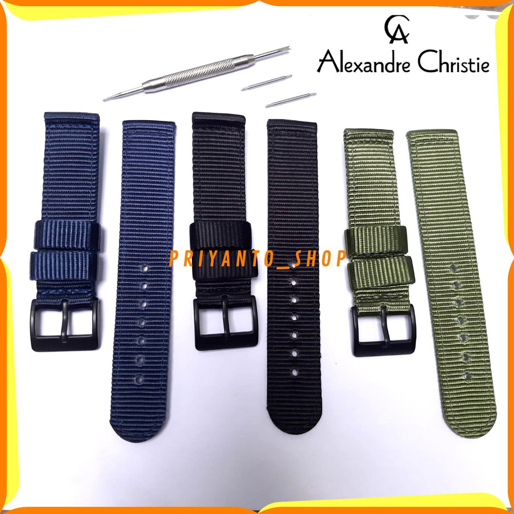 STRAP LEATHERS TALI JAM CANVAS NYLON ALEXANDRE CHRISTIE 20MM FREE PEN WATCH BEND TERMANTUL PREMIUM