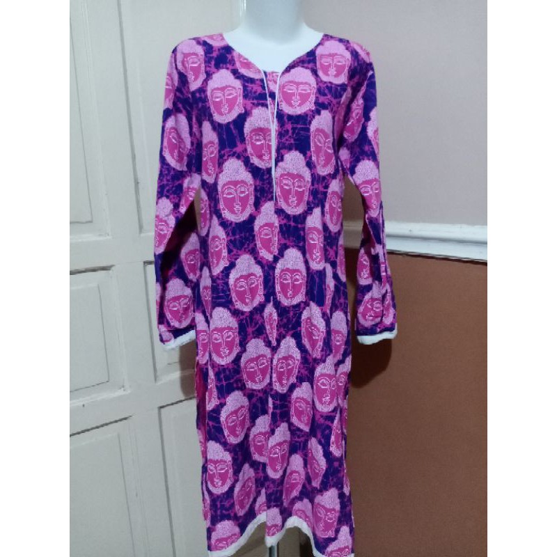 Baju india kurti single ungu pink lengan panjang