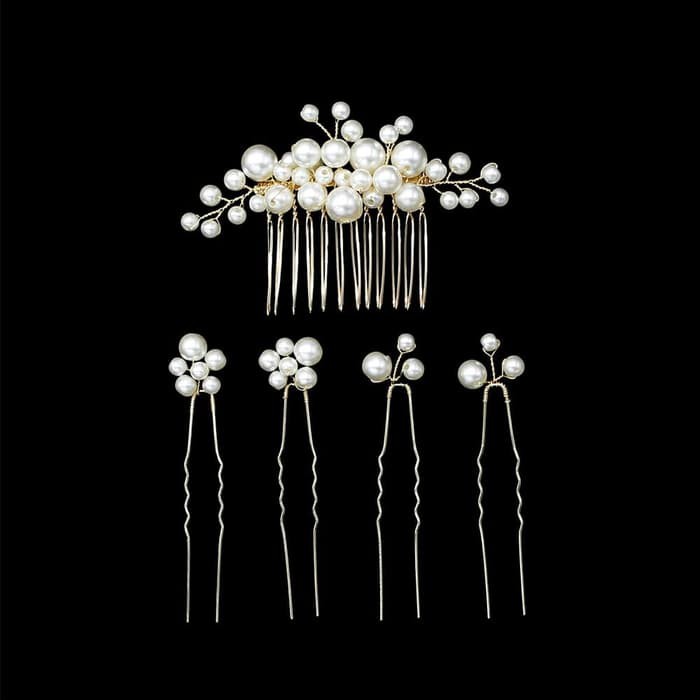 Beautiful Hairpiece Set Sirkam & Hairpin Gold SC877