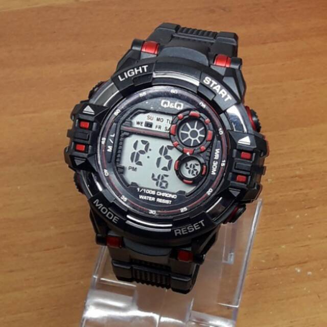 Jam Tangan Sport Unisex QnQ Digital Black List Red Super Premiun