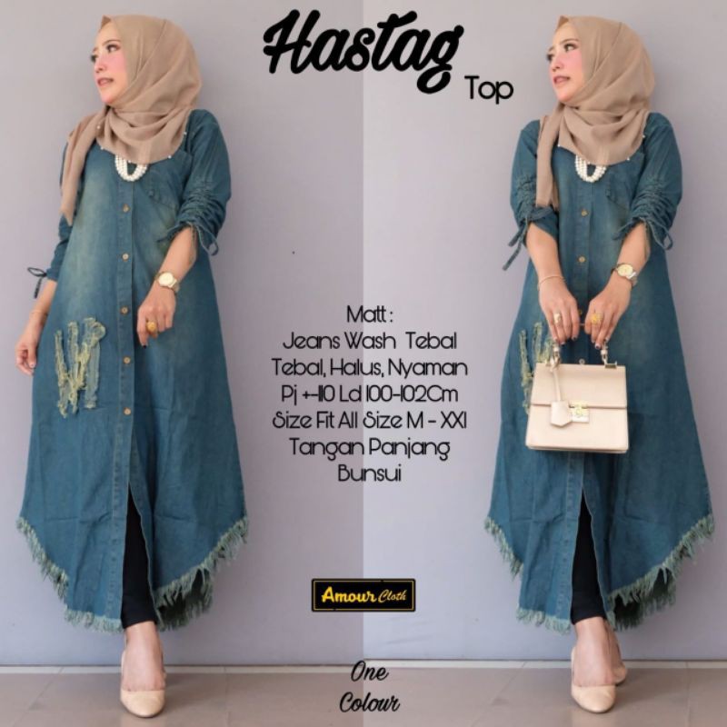 Tunik jeans wanita terbaru modern