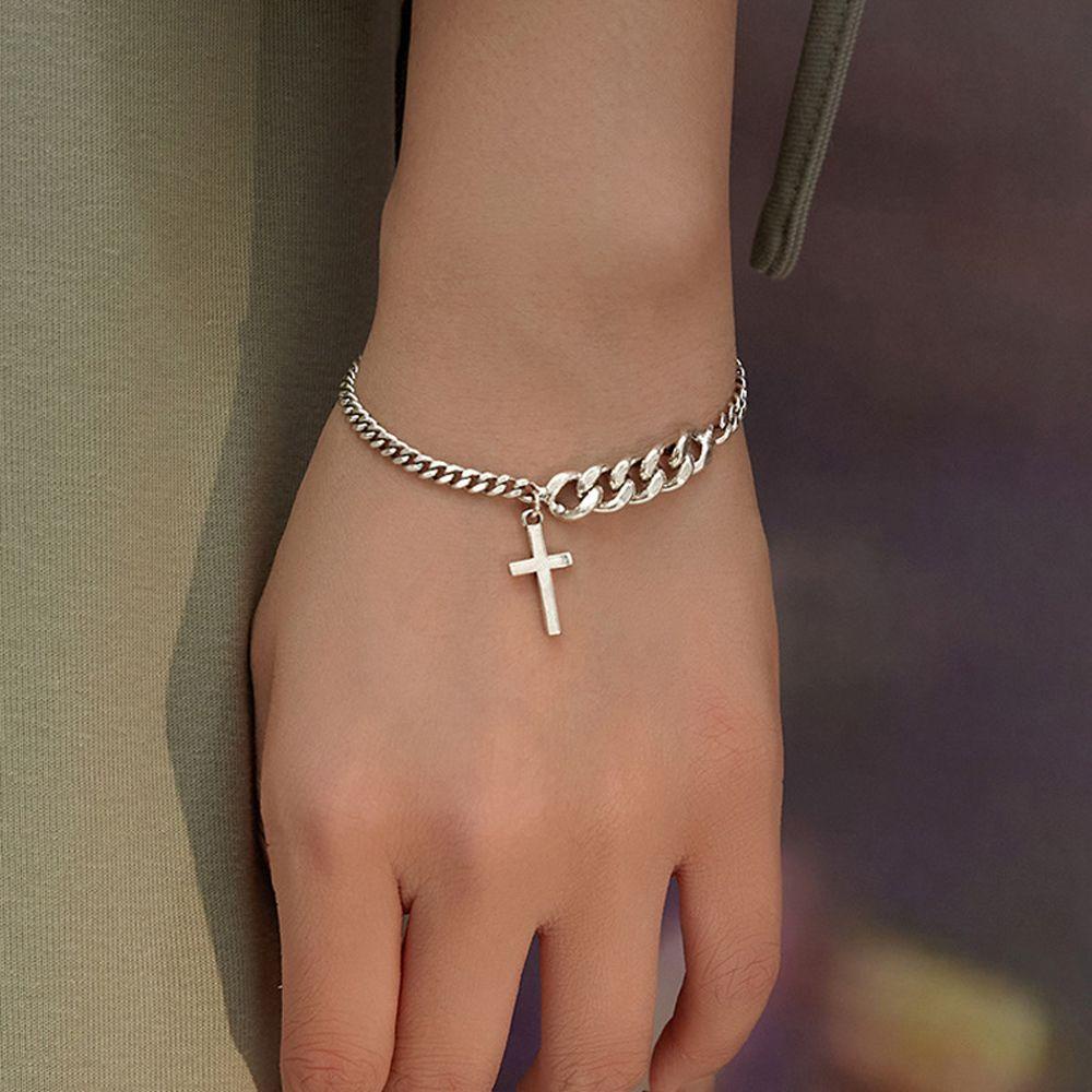 Mxbeauty Gelang Wanita Punk Vintage Cross Pendent Copper Hip Hop Bangles