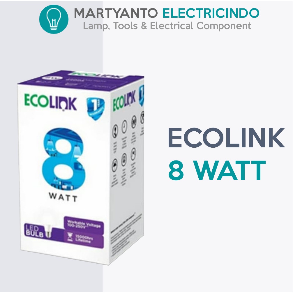 Lampu Ledbulb 8 Watt Ecolink 8 Watt Warna Putih
