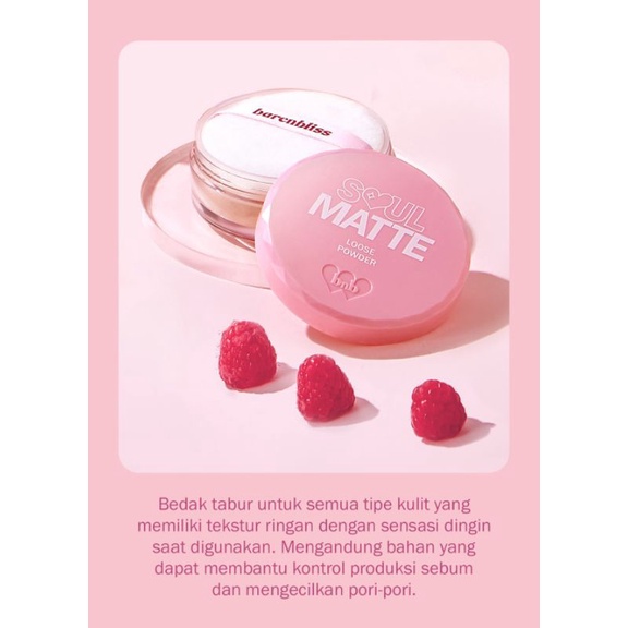 (GOSEND/COD) BNB BARENBLISS SOUL MATTE LOOSE POWDER | BEDAK TABUR KOREA WATERPROOF TAHAN AIR