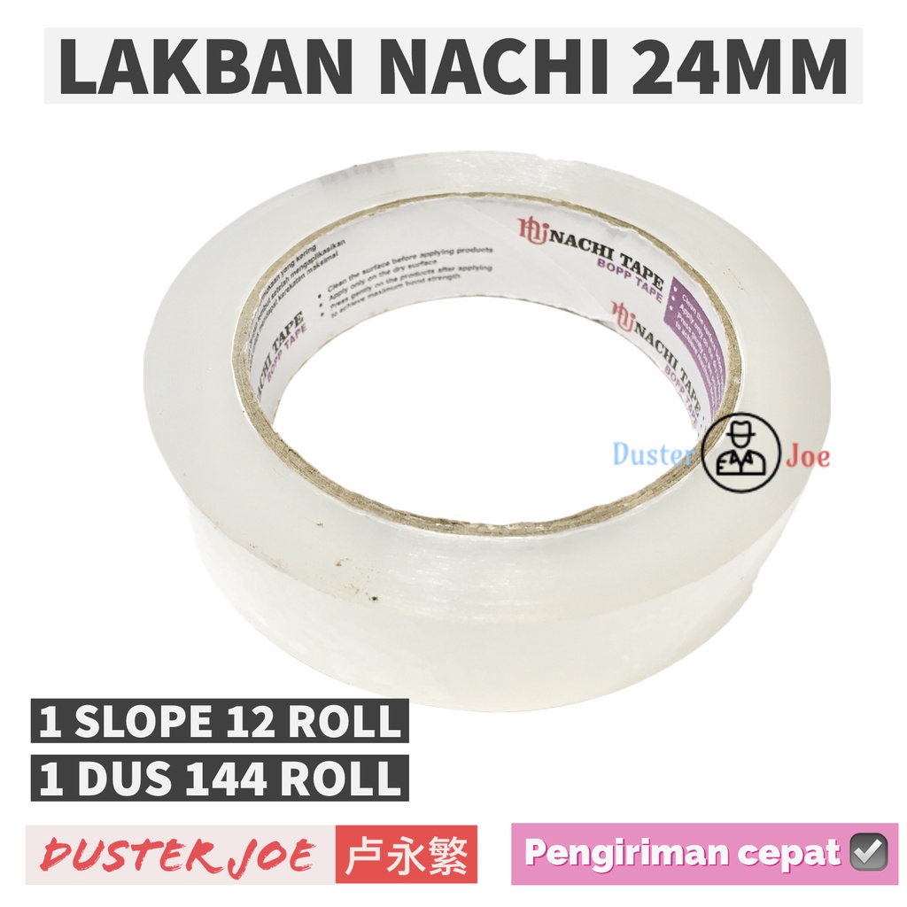 

H7Y [PER 1 DUS] Lakban OPP Nachi 1 inch 24mm 100Y / Solasi Selotip 100 YARD (1 DUS ISI 144 ROL)