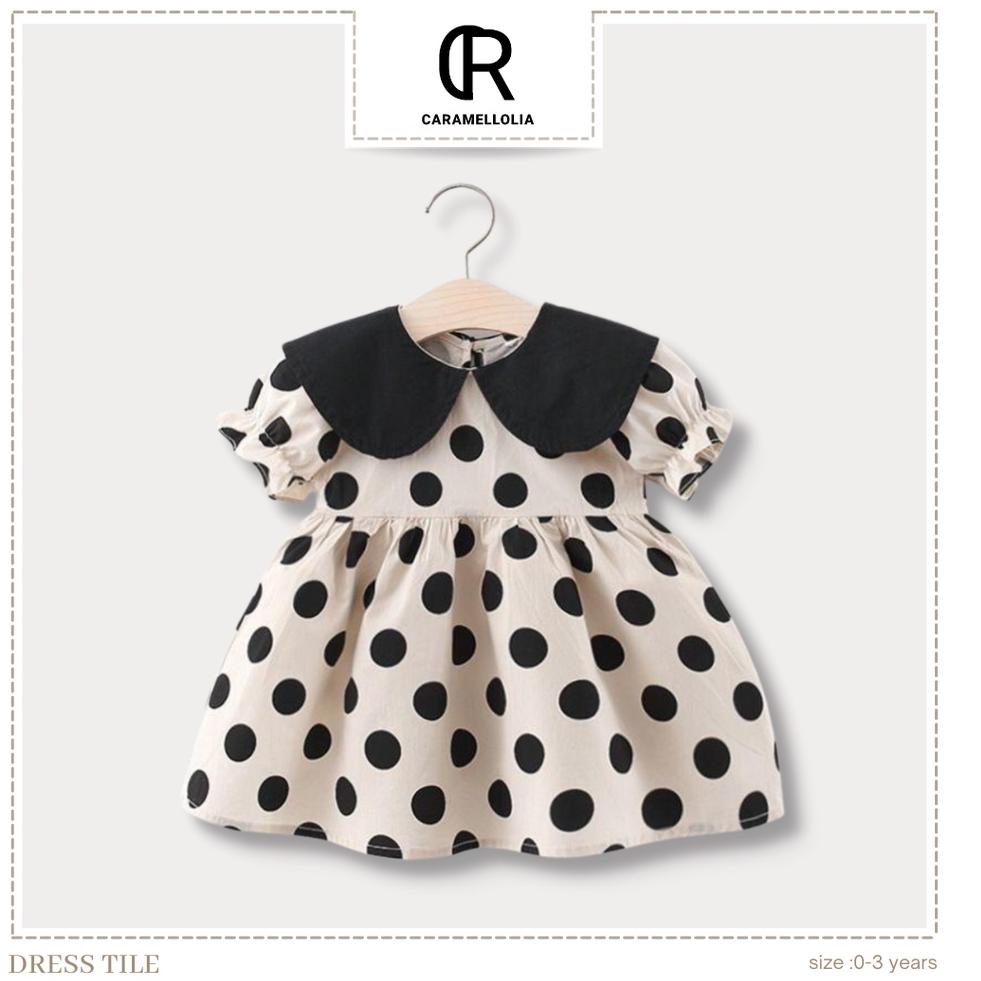 Dress anak perempuan dres bayi perempuan polkadot hitam baju bayi perempuan import baju gamis anak –