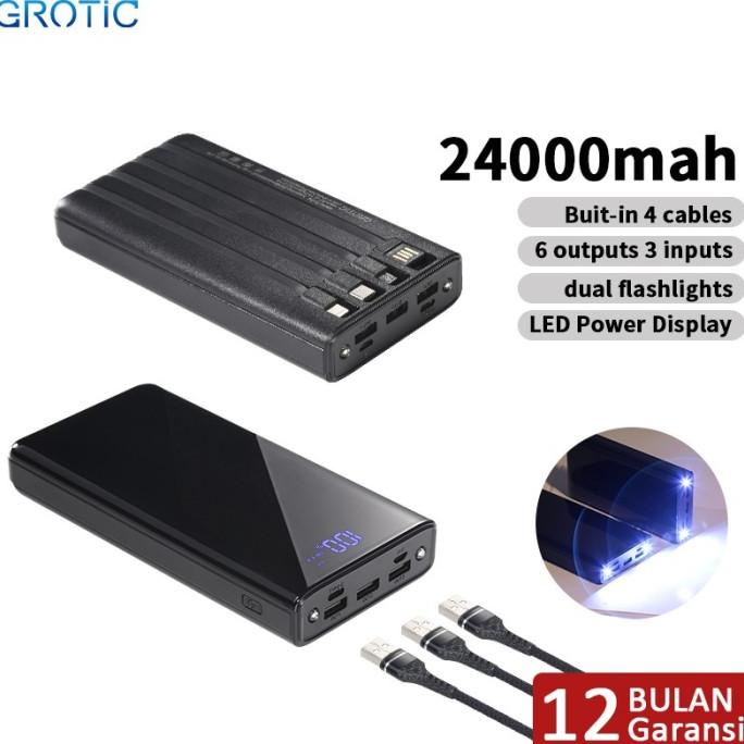 Grotic Powerbank 24000Mah 6 Output 3 Input With Led Display Power Bank Terlaris....