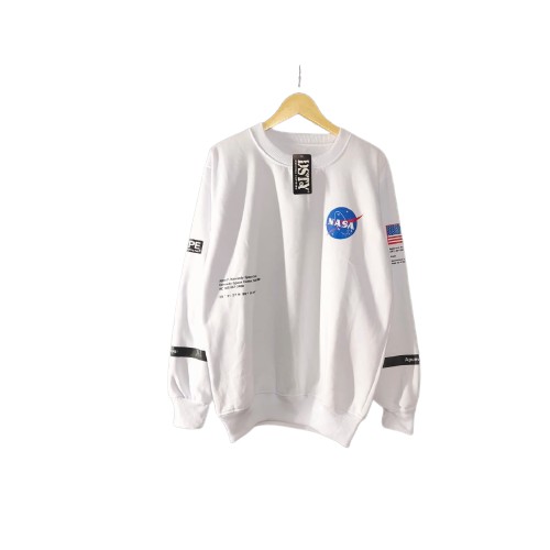 TRENDY NASA CROP PREMIUM SIZE M.L.XL.XXL - SWEATERSHIT NASA CREWNECK CASUAL PRIA WANITA