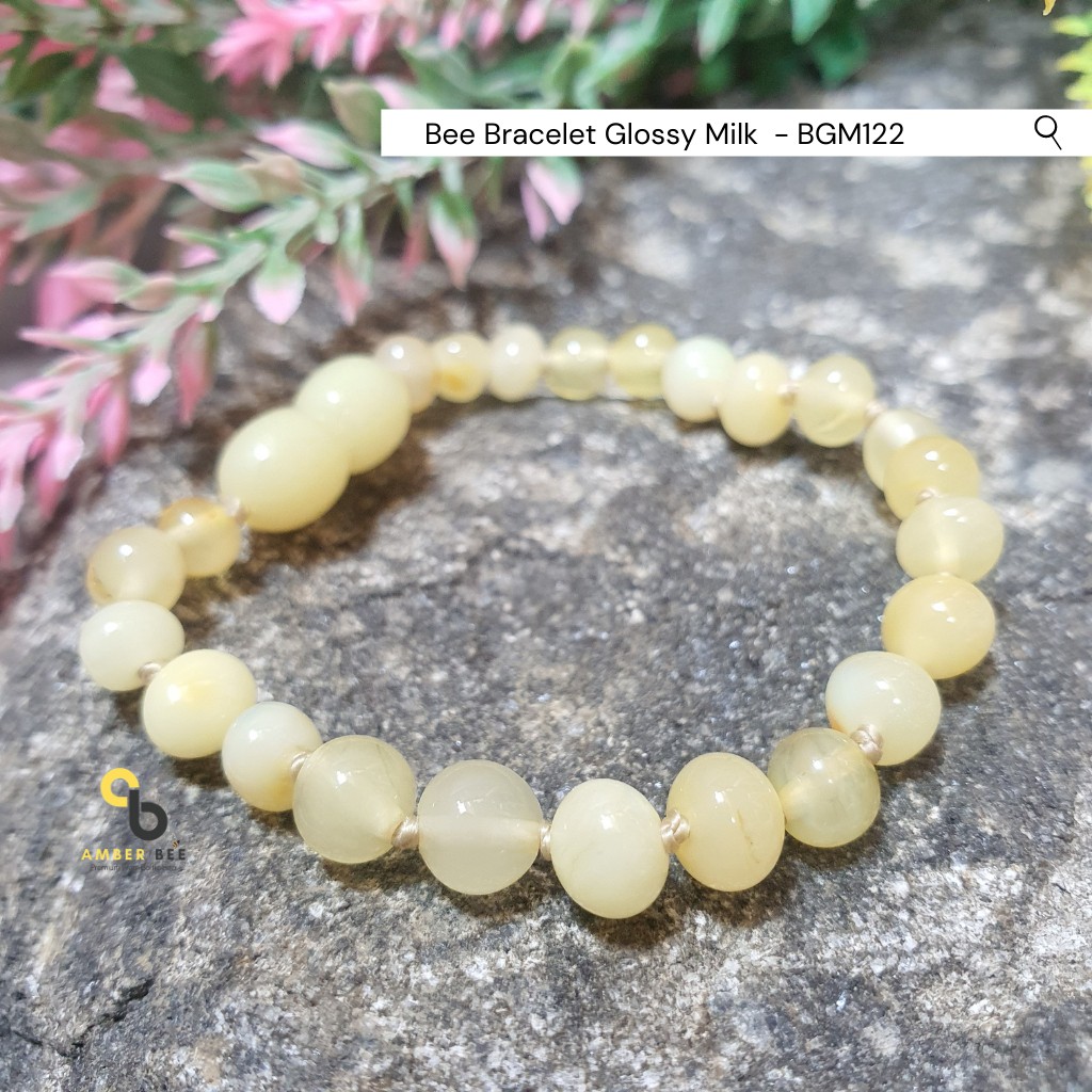 NEW Set Kalung Gelang Amber Baltic Anak Premium Glossy Milk NBGM74122 By Amber Bee