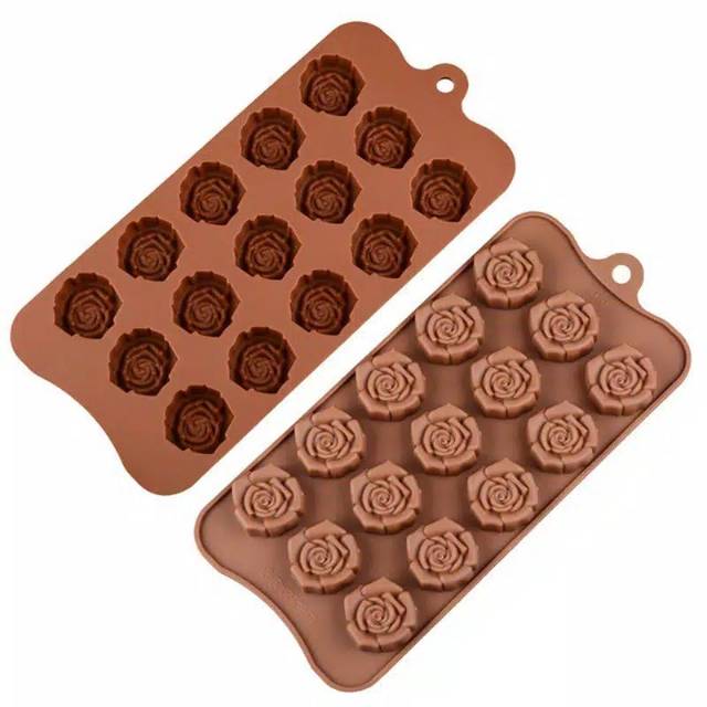 Cetakan Silikon Mawar Coklat Puding Rose Silicone Mold