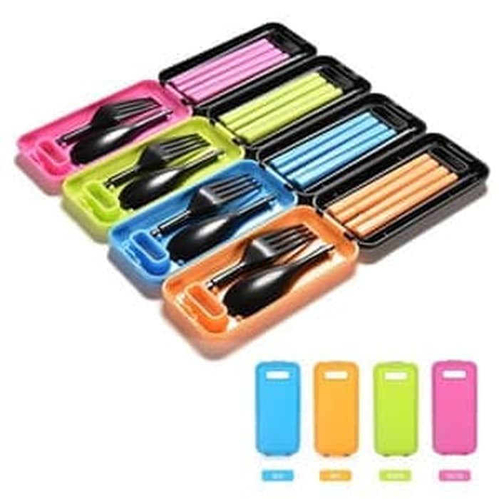 Sendok Garpu Sumpit Travel Portable / Sendok Makan Travel 1 Set Korea