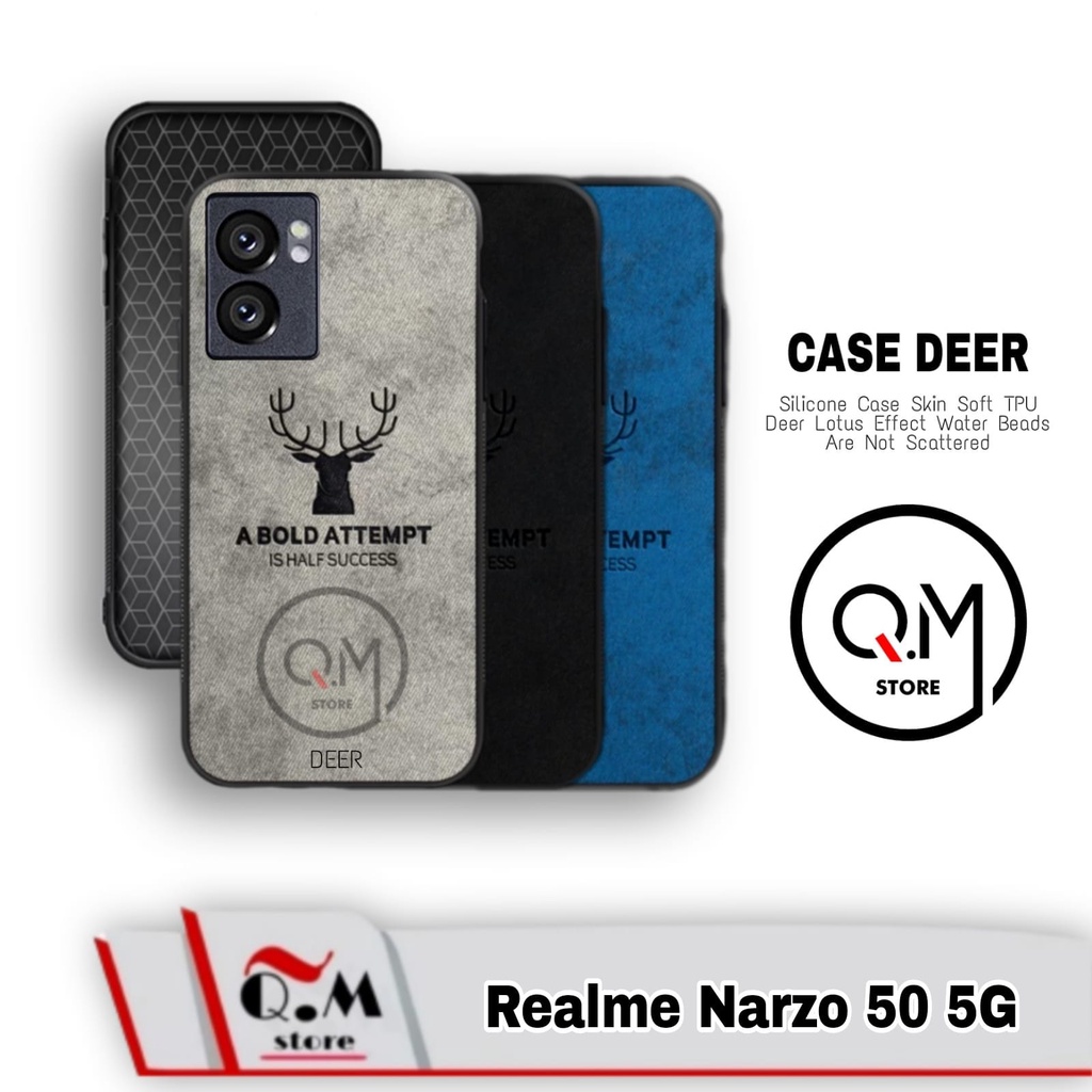 Case Deer Realme Narzo 50 5G Softcase DEER TPU High Quality Pelindung Back Cover Bermotif Jens Rusa