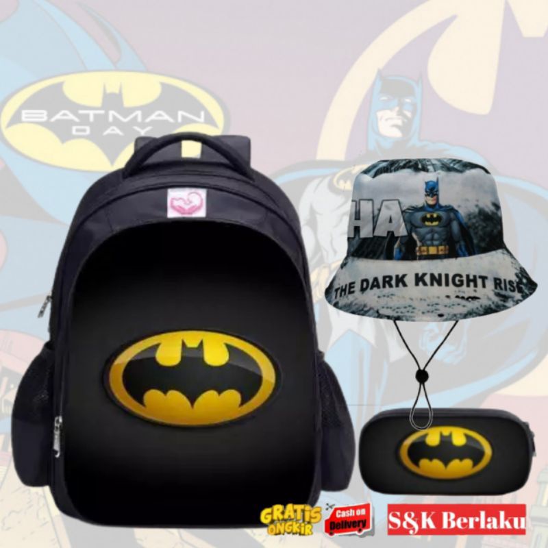 0Tas Ransel Fashion Sekolah Anak Laki Laki PAUD TK SD Marvel Super Hero BATMEAN